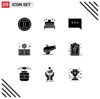 Solid Glyph Pack of 9 Universal Symbols of clipboard canon bubble transfer economy Editable Vector Design Elements