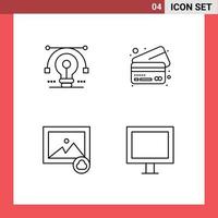 Pictogram Set of 4 Simple Filledline Flat Colors of bulb image vector cards appliances Editable Vector Design Elements