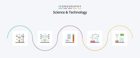 paquete de iconos de 5 planos de ciencia y tecnología que incluye la industria química. ácido. ciencia. bloc de notas computadora portátil vector