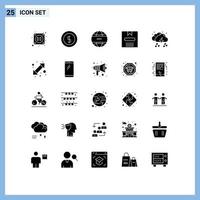 User Interface Pack of 25 Basic Solid Glyphs of weather drop global news cloud e Editable Vector Design Elements