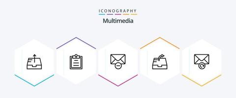 Multimedia 25 Line icon pack including . . message. retry. mail vector