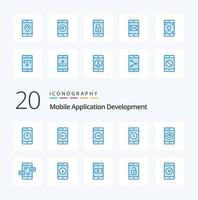 20 Mobile Application Development Blue Color icon Pack like application mobile application left mobile mobile application vector