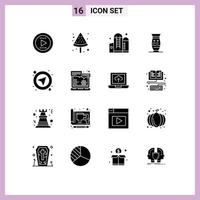 16 User Interface Solid Glyph Pack of modern Signs and Symbols of navigation pottery grain indian global Editable Vector Design Elements