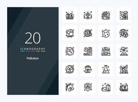 20 Pollution Outline icon for presentation vector