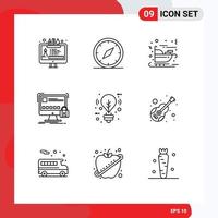 Set of 9 Modern UI Icons Symbols Signs for secure lock navigation protection santa Editable Vector Design Elements