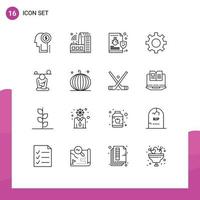 Set of 16 Commercial Outlines pack for concentration user file interface setting Editable Vector Design Elements