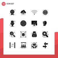 Stock Vector Icon Pack of 16 Line Signs and Symbols for work development scince develop global Editable Vector Design Elements