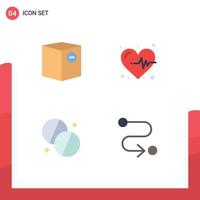 Set of 4 Modern UI Icons Symbols Signs for box health minus heart medicine Editable Vector Design Elements