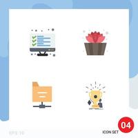 4 iconos planos universales establecidos para aplicaciones web y móviles lista de verificación lista de carpetas sauna premios elementos de diseño vectorial editables vector