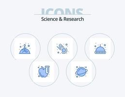 paquete de iconos de ciencia azul 5 diseño de iconos. OVNI. astronomía. quemador. ciencia. cometa vector