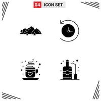 Pack of 4 creative Solid Glyphs of mountain cup nature future tea Editable Vector Design Elements