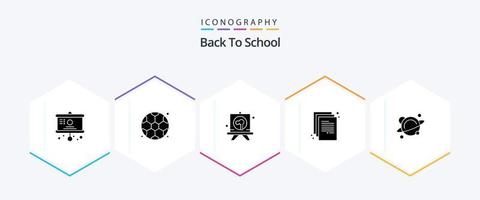 Back To School 25 Glyph icon pack including science. physics. panting. paper. doc vector