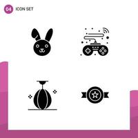 Set of 4 Modern UI Icons Symbols Signs for bynny speed controls bag award Editable Vector Design Elements