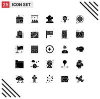 Pack of 25 creative Solid Glyphs of shopping dollar user bulb cook Editable Vector Design Elements