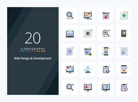 20 Web Design And Development Flat Color icon for presentation vector