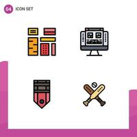 Universal Icon Symbols Group of 4 Modern Filledline Flat Colors of advertising badge native computer rank Editable Vector Design Elements