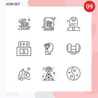 Modern Set of 9 Outlines and symbols such as perfection nature done matches adventure Editable Vector Design Elements