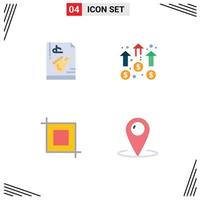 Pack of 4 Modern Flat Icons Signs and Symbols for Web Print Media such as file mission play business tool Editable Vector Design Elements