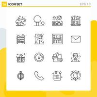 Set of 16 Modern UI Icons Symbols Signs for assassin money park finance counter Editable Vector Design Elements