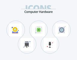 paquete de iconos planos de hardware de computadora 5 diseño de iconos. computadora. micro. hablar. computadora. cámara web vector