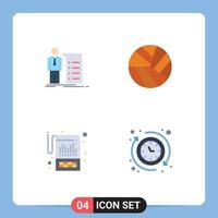 User Interface Pack of 4 Basic Flat Icons of business accounting meeting sport reporting Editable Vector Design Elements