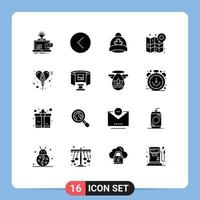 conjunto de 16 iconos de interfaz de usuario modernos signos de símbolos para navegar mapa multimedia hoja de ciudad elementos de diseño vectorial editables vector