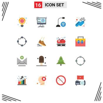 conjunto de 16 iconos de interfaz de usuario modernos signos de símbolos para computadoras de negocios gadget de desarrollo de ideas paquete editable de elementos de diseño de vectores creativos