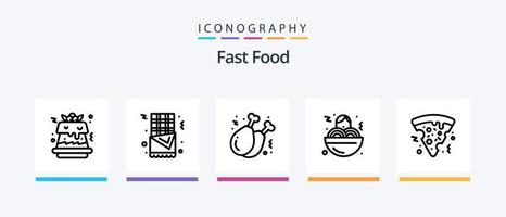 paquete de iconos de la línea de comida rápida 5 que incluye. alimento. alimento. comida rápida. alimento. diseño de iconos creativos vector