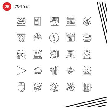 Set of 25 Vector Lines on Grid for music control freezer audio map Editable Vector Design Elements
