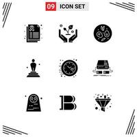 Universal Icon Symbols Group of 9 Modern Solid Glyphs of time clock food trophy oscar Editable Vector Design Elements