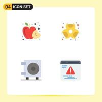 Mobile Interface Flat Icon Set of 4 Pictograms of apple money health chemical development Editable Vector Design Elements