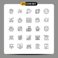 Pictogram Set of 25 Simple Lines of weather night media moon money Editable Vector Design Elements