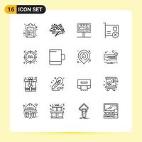 User Interface Pack of 16 Basic Outlines of hardware computers crack card advertising Editable Vector Design Elements