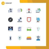 16 User Interface Flat Color Pack of modern Signs and Symbols of document electronics tools message robotics Editable Pack of Creative Vector Design Elements