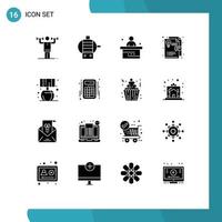 Pack of 16 Modern Solid Glyphs Signs and Symbols for Web Print Media such as lump home desk graphic design idea Editable Vector Design Elements