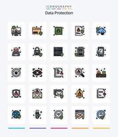 paquete de iconos rellenos de 25 líneas de protección de datos creativos, como el bloqueo. virus. dedo. seguridad. expediente vector