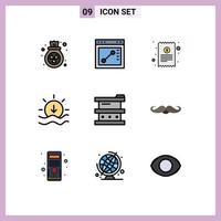 9 Universal Filledline Flat Colors Set for Web and Mobile Applications hazardous biology cash receipt biochemistry sunset Editable Vector Design Elements