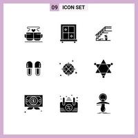 9 iconos creativos signos y símbolos modernos de brújula relajación arriba higiene belleza elementos de diseño vectorial editables vector