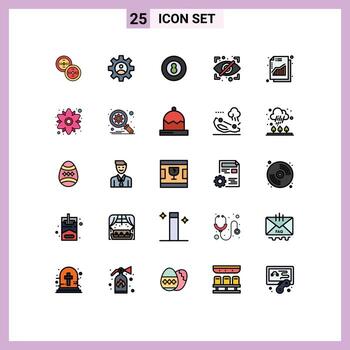 25 User Interface Filled line Flat Color Pack of modern Signs and Symbols of profit security ball private block Editable Vector Design Elements