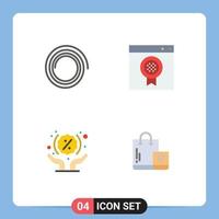 Modern Set of 4 Flat Icons Pictograph of shape shopping browser discount ecommerce Editable Vector Design Elements