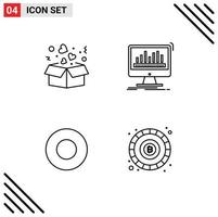 Universal Icon Symbols Group of 4 Modern Filledline Flat Colors of box dish love dashboard service Editable Vector Design Elements