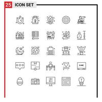 25 iconos creativos, signos y símbolos modernos de análisis, configuración universal de acuerdos, elementos generales de diseño de vectores editables