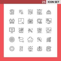 25 User Interface Line Pack of modern Signs and Symbols of mail sky love mountain balloon Editable Vector Design Elements