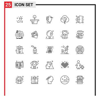 Set of 25 Modern UI Icons Symbols Signs for emergency investment human graph data Editable Vector Design Elements