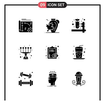 9 glifos sólidos vectoriales temáticos y símbolos editables de habilidades generales hoja de habilidades personales homeopatía elementos de diseño vectorial editables vector