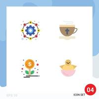 Set of 4 Commercial Flat Icons pack for affiliate growth working easter egg Editable Vector Design Elements