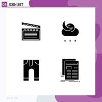 Group of 4 Solid Glyphs Signs and Symbols for american clothes usa night trousers Editable Vector Design Elements