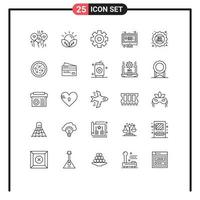 Stock Vector Icon Pack of 25 Line Signs and Symbols for big deal question garden online multimedia Editable Vector Design Elements