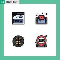 Mobile Interface Filledline Flat Color Set of 4 Pictograms of communications tutorials www learning leaf Editable Vector Design Elements