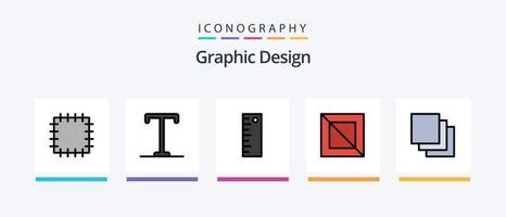 la línea de diseño llenó el paquete de 5 íconos que incluye . izquierda. camino. diseño de iconos creativos vector